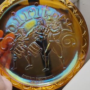 Iridescent Bicentennial Commemorative Carnival Glass Plate